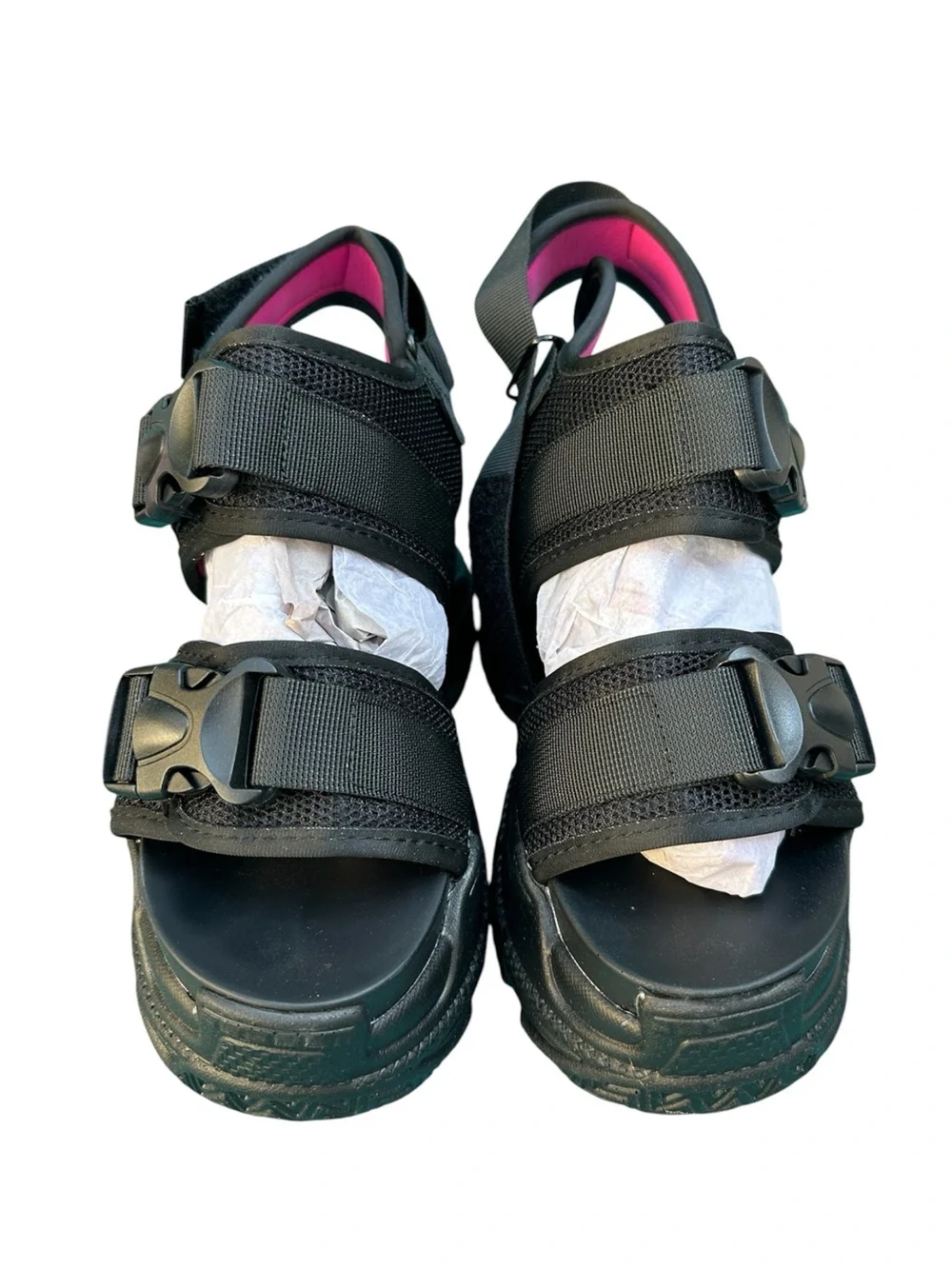 Anthony Wang Black Platform Sport Sandals for Women